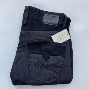Guess Men's Slim Tapered Jeans In Smokescreen Wash Knee Paneled Size 28